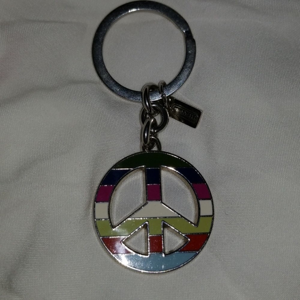 Coach Peace Sign Keychain